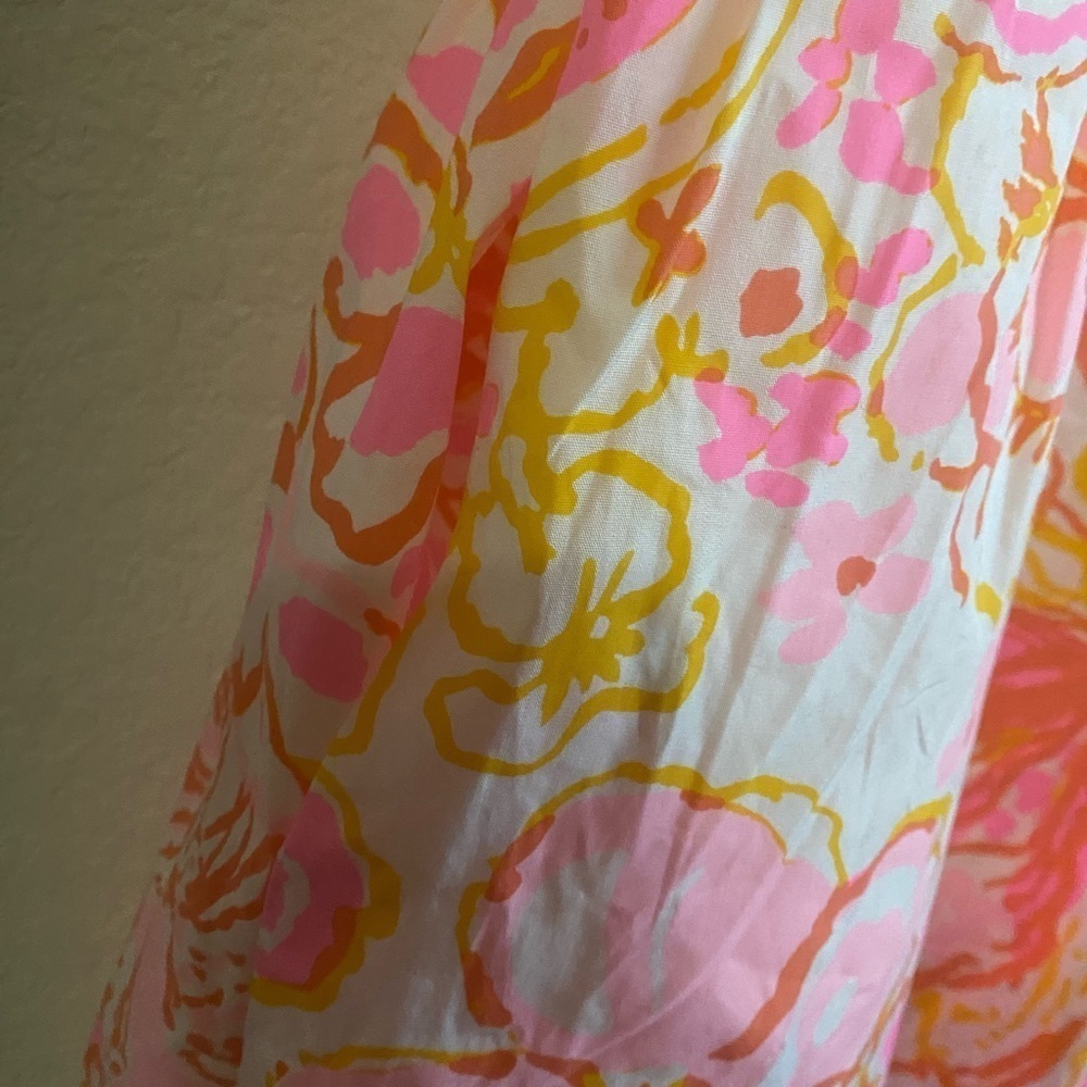 Lilly Pulitzer Reagan Happiness Pink Tropical Babydoll Fit Flare Dress Pockets 8 - Picture 15 of 15